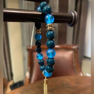 Talbots Glass Beaded Bracelet, Blue/Teal